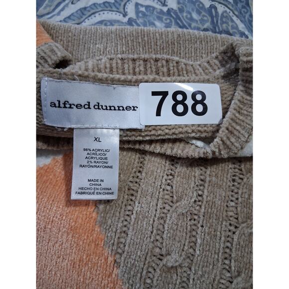 Y2k Vtg Alfred Dunner Chenille Crew Grungecore Women XL Grandpa Sweater - Picture 8 of 12